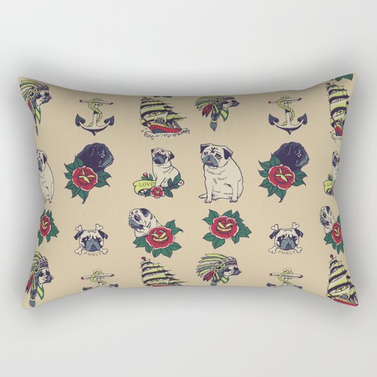 Pugs and the sea Rectangular Pillow