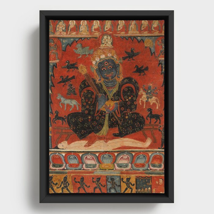 Mahakala Buddhist Protector Legden Excellent One 1300s Framed Canvas