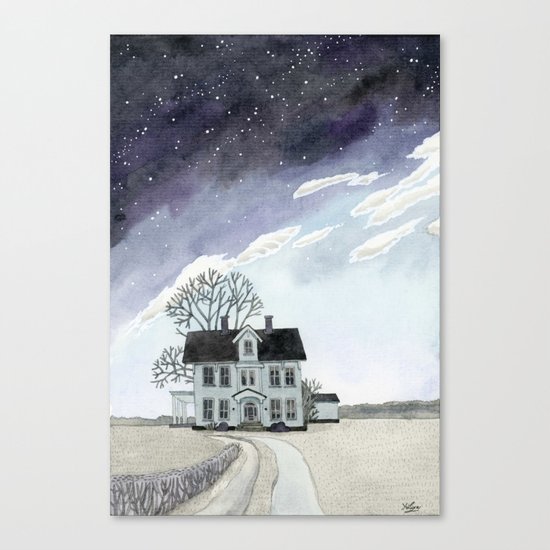 House under the Starry Skies Canvas Print