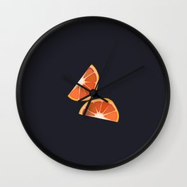 Blood Orange - Orange Summer Vibe Pattern on Dark Blue Wall Clock