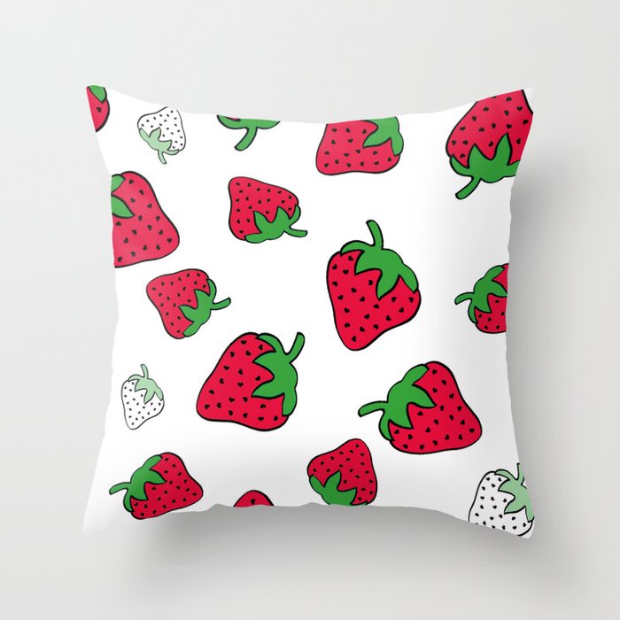 Strawberry heart print pattern design. Throw Pillow