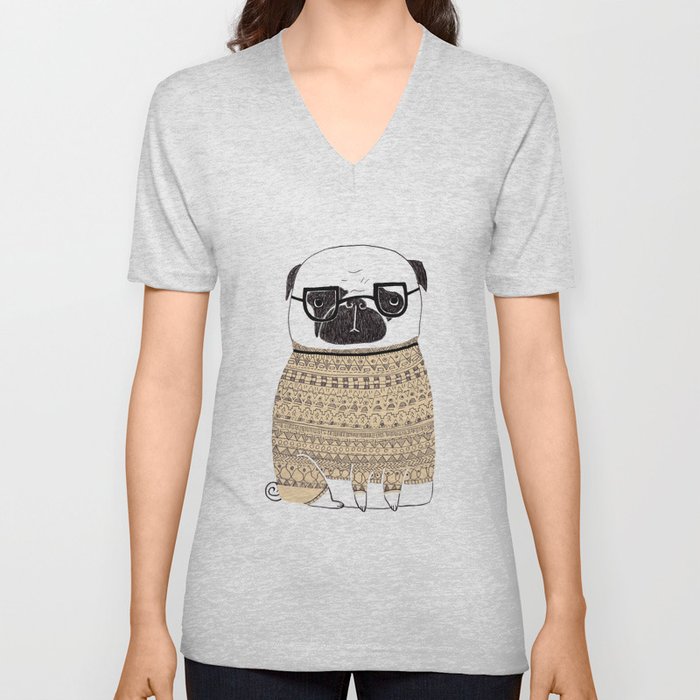 Pug  V Neck T Shirt