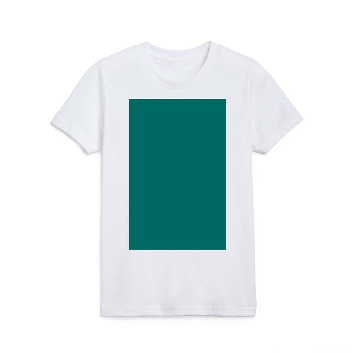 Dark Aqua Green Solid Color Pantone Tidepool 18 5619 TCX Shades of Blue green Hues Kids T Shirt