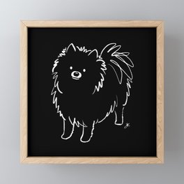 Black Pomeranian Cute Dog Drawing Framed Mini Art Print