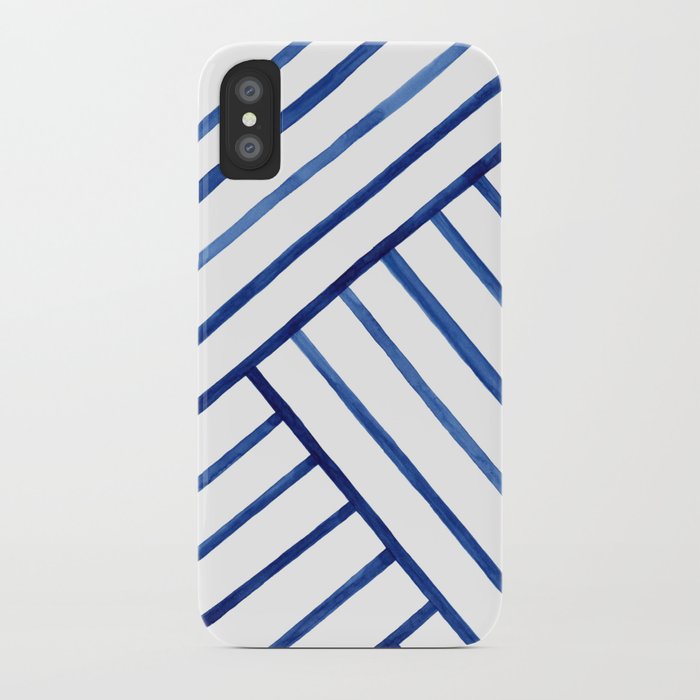watercolor lines pattern | navy blue iphone case