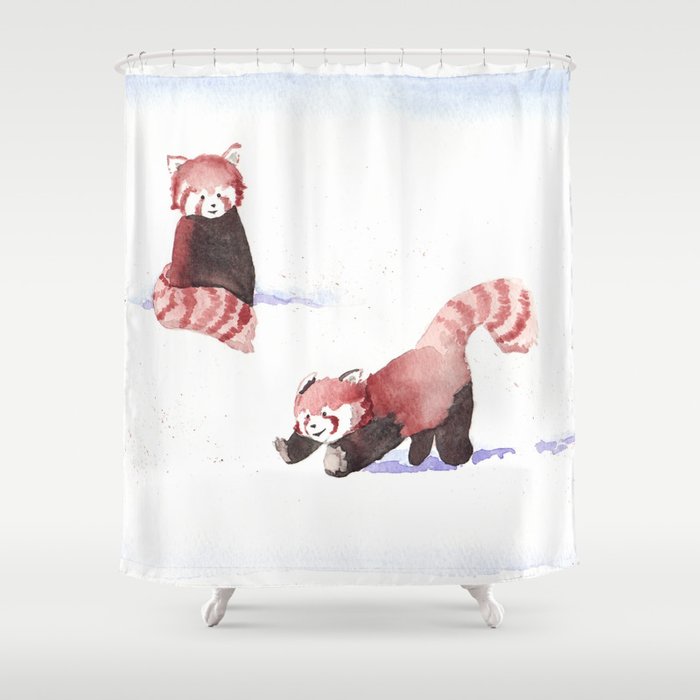 Red Pandas in the Snow Shower Curtain