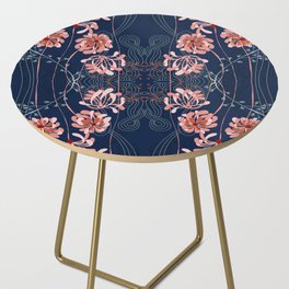 Art Nouveau floral pattern with lines – dark blue Side Table
