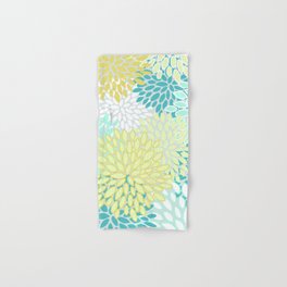 Floral Prints, Teal, Turquoise and Yellow Hand & Bath Towel