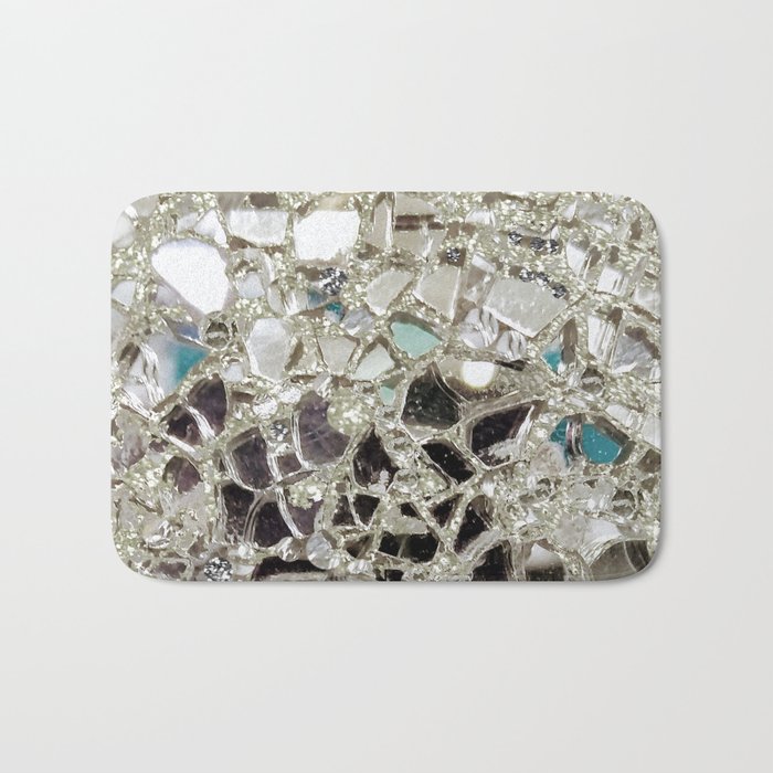 An Explosion of Sparkly Silver Glitter, Glass and Mirror Bath Mat