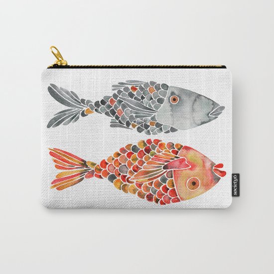 Indonesian Fish Duo – Grey & Orange Palette Carry-All Pouch