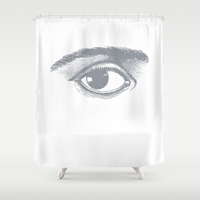 I see you. Gray on White Shower Curtain