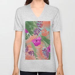 Summer Hibiscus Flower Jungle #2 #tropical #decor #art #society6 V Neck T Shirt