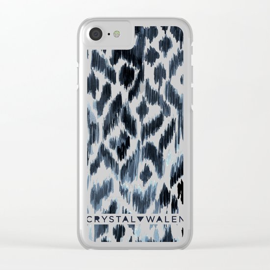Indigo Ikat Leopard Clear iPhone Case