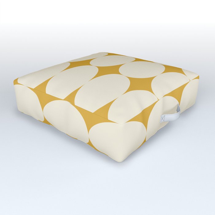 Retro Round Pattern - Yellow Outdoor Floor Cushion