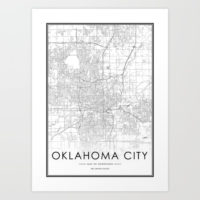 OKLAHOMA CITY Oklahoma USA map poster black white Hometown City Print Modern Home Decor Office Decoration Wall Art Dorm Bedroom Gift