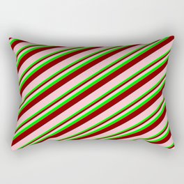 [ Thumbnail: Lime, Maroon, and Pink Colored Stripes/Lines Pattern Rectangular Pillow ]