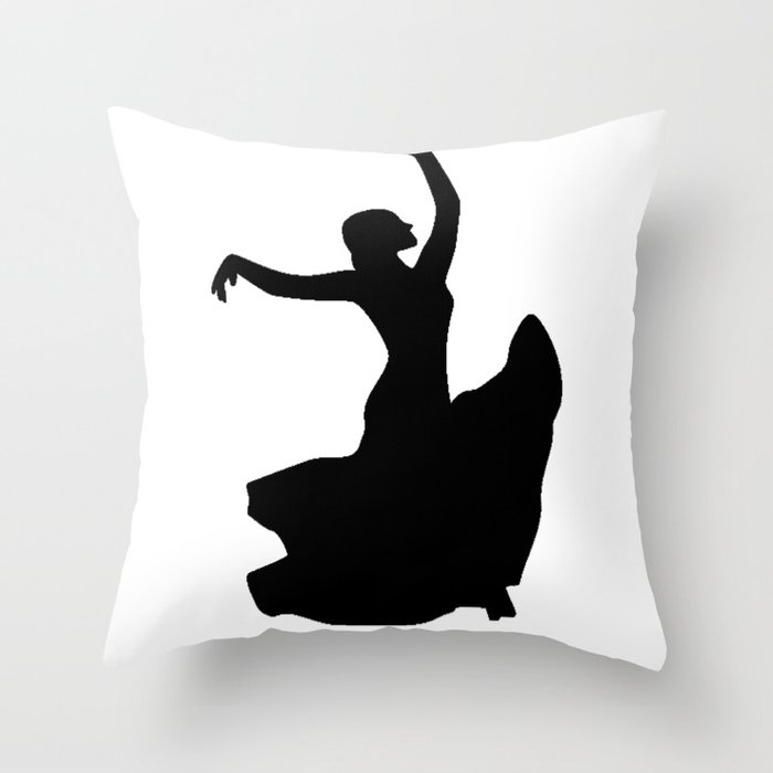 Flamenco Dancer in White Circle Throw Pillow