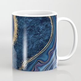 Midnight Blue Wave Marble Geode Art Mug