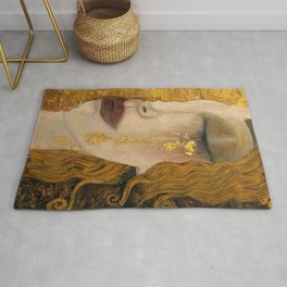 Golden Tears (Freya's Heartache) portrait painting by Gustav Klimt Area & Throw Rug