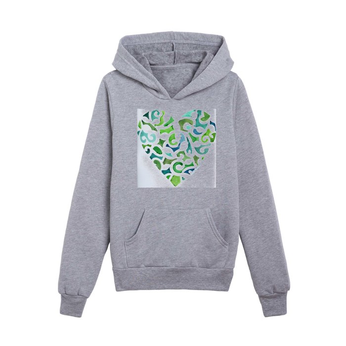 green heart: abstract forms Kids Pullover Hoodie
