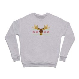 Retro Winter Snow Flake Moose With Antlers Crewneck Sweatshirt