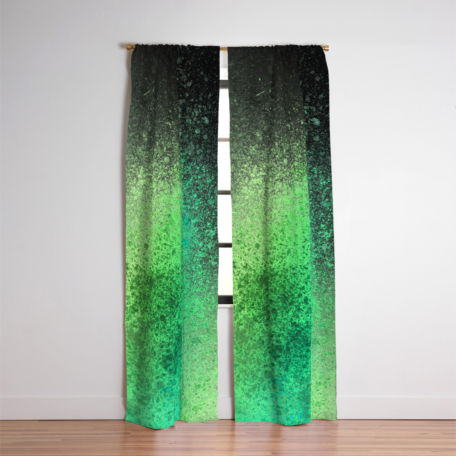 Neon Lime Green And Black Spray Paint Art Blackout Curtain By Ovko