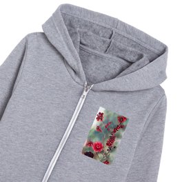 Watercolor Winter Berries - cranberry red and sage floral art and home decor  Kids Zip Hoodie