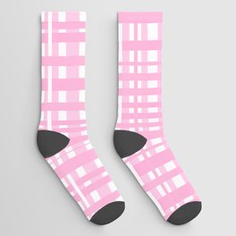 Woven Plaid Pink Pattern  Socks