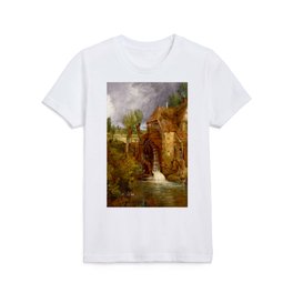 John Constable (British, 1776-1837) - Title: A Mill at Gillingham in Dorset - Date: c. 1826 - Style: Romanticism (English School) - Genre: Landscape painting - Media: Oil on canvas - Digitally Enhanced Version (1800 dpi) - Kids T Shirt