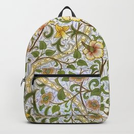 William Morris Narcissus, Daffodil, Calla Lily Textile Floral Print Backpack