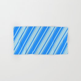[ Thumbnail: Blue & Light Blue Colored Lines/Stripes Pattern Hand & Bath Towel ]