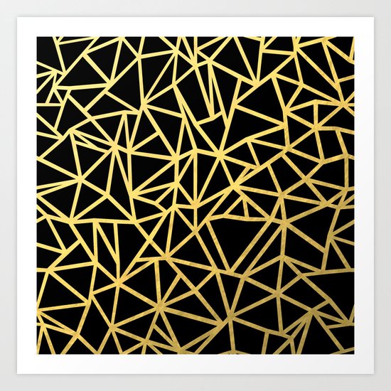 Abstract Outline Thick Gold Art Print