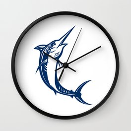 Blue Marlin Jumping Retro Wall Clock