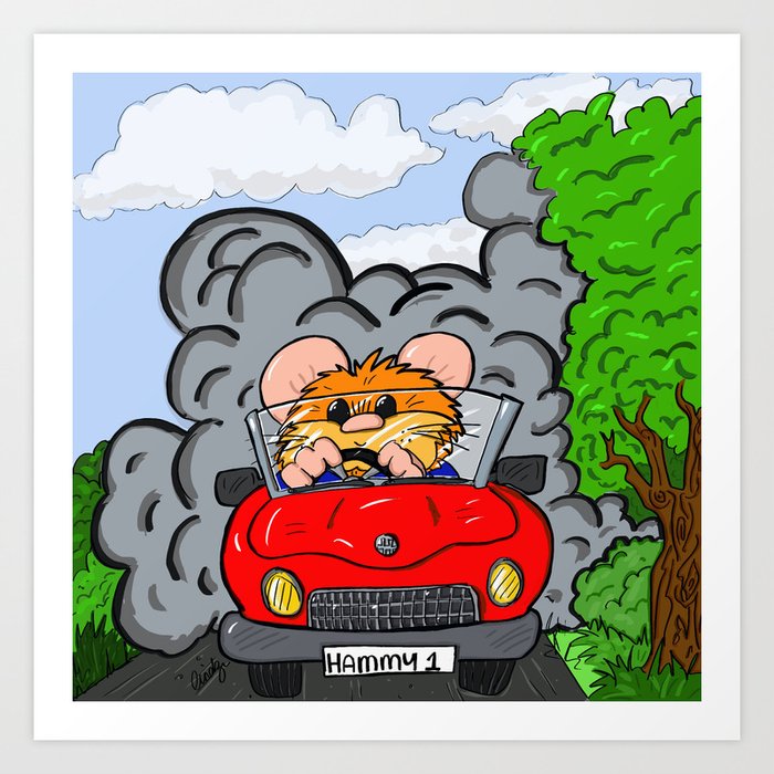 hammy goes for a drive art print by hairyfarmersdaughter society6