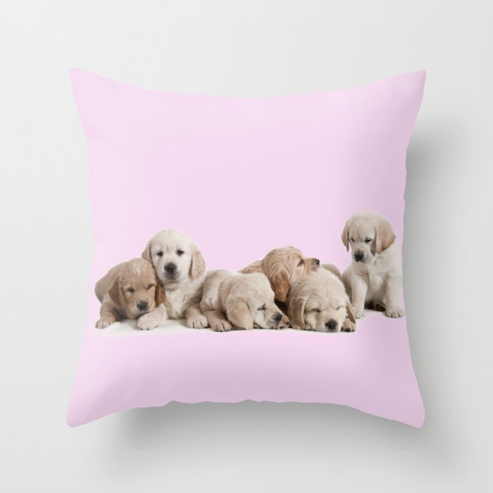 Golden Retriever Puppies Throw Pillow By Lovedesign07 Society6