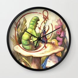Alice & The Hookah Smoking Caterpillar - Alice In Wonderland Wall Clock