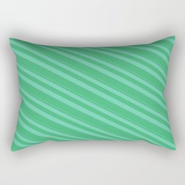 [ Thumbnail: Aquamarine and Sea Green Colored Lined/Striped Pattern Rectangular Pillow ]