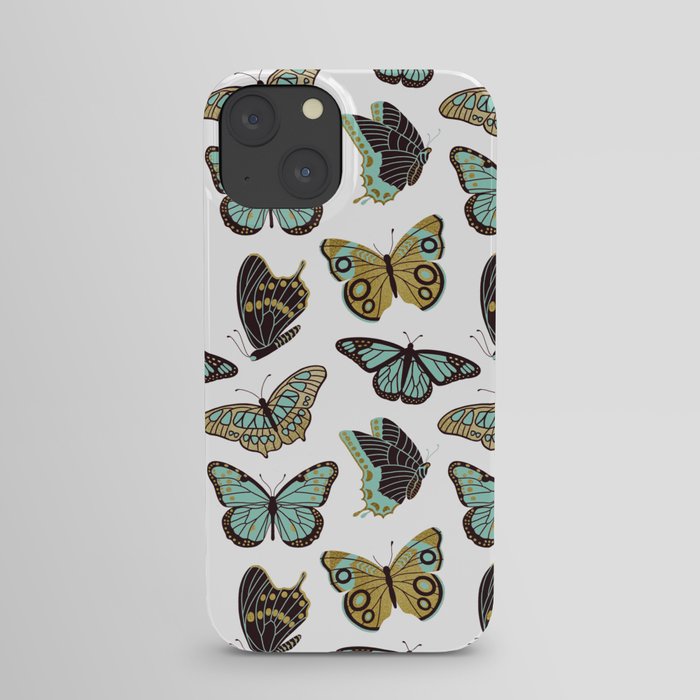 Texas Butterflies – Mint and Gold iPhone Case