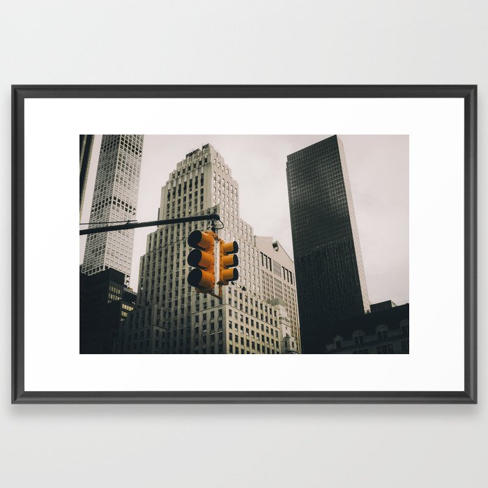 Manhattan traffic lights Framed Art Print