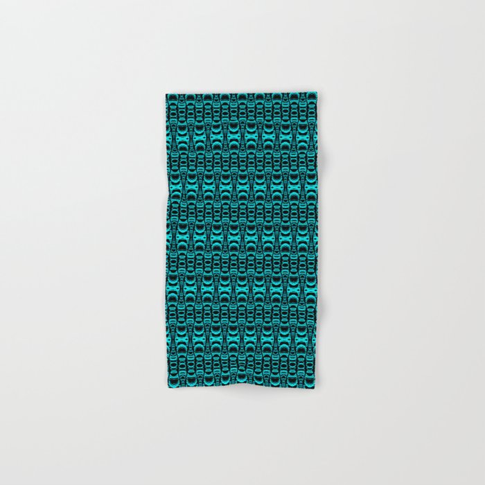 Abstract Pattern Dividers 07 in Turquoise Black Hand & Bath Towel