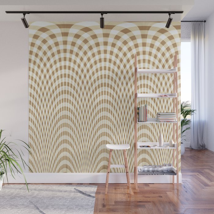 Beige and white curved squares Wall Mural