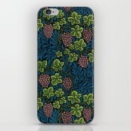 William Morris Midnight blue grapes and grape vines vineyard textile pattern 19th century floral print iPhone Skin