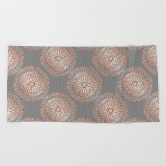 Rose Gold Gray Mandala Beach Towel