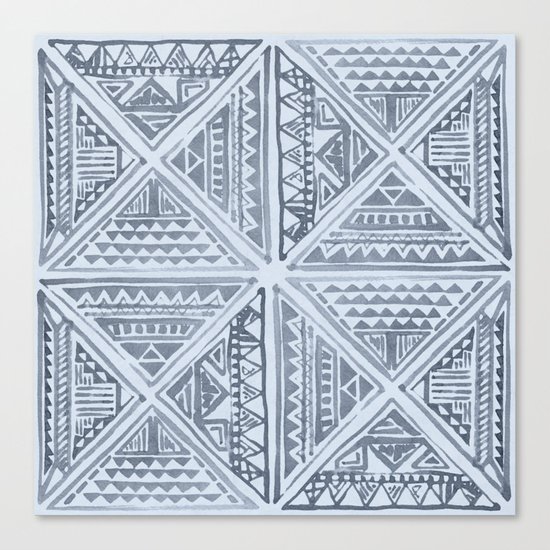 Simply Tribal Tile in Indigo Blue on Sky Blue Canvas Print
