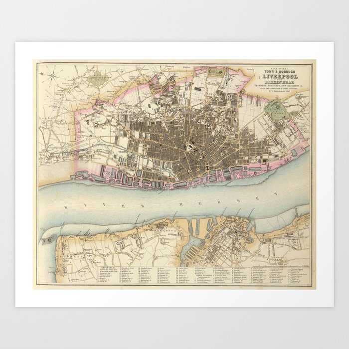 Vintage Map Of Liverpool England 1872 Art Print By Bravuramedia Society6