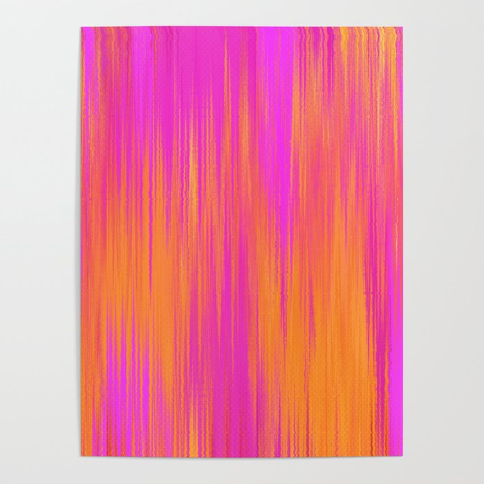 Hot Pink and Orange Ikat Poster