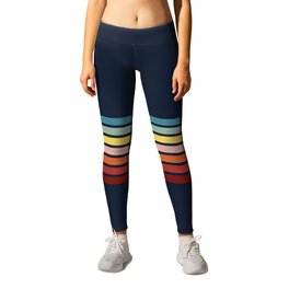 Taria - Classic Colorful Abstract 70s Vintage Style Retro Stripes Leggings