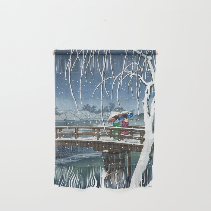 Kawase Hasui, Snow At Edogawa - Vintage Japanese Woodblock Print Art Wall Hanging