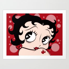 Betty Boop Red BKG by Art In The Garage Art Print