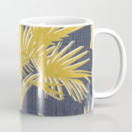 Tropical Palm Trees Gold on Navy Mug
